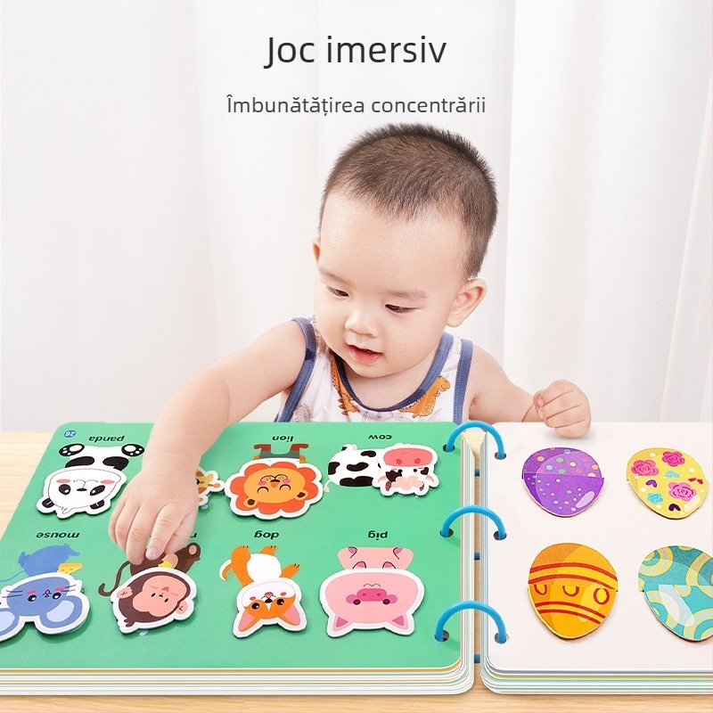 Carte educativă de liniște pentru copii 4–6 ani, dezvoltare cognitivă și coordonare mână-ochi, activități de rupere și lipire