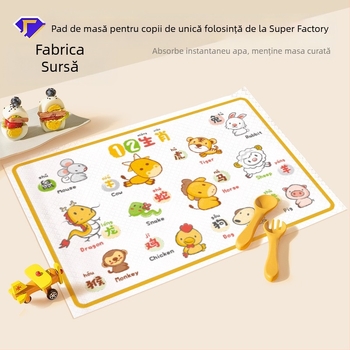 Placemat de unică folosință pentru sugari – hârtie; impermeabil, rezistent la pete și la ulei; personalizare cu logo disponibilă; Brand Doctor Jiao; seria Placemat; lansat în 2023.