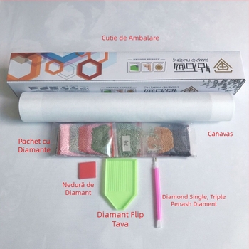 Kit DIY de pictură cu diamante 5D: diamante rotunde, peisaj cu bicicletă, broderie în cruce