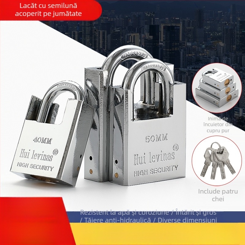 Lacăt de uz casnic Flat Ring, model g-type, din cupru, pentru uși mici, protecție la incendiu