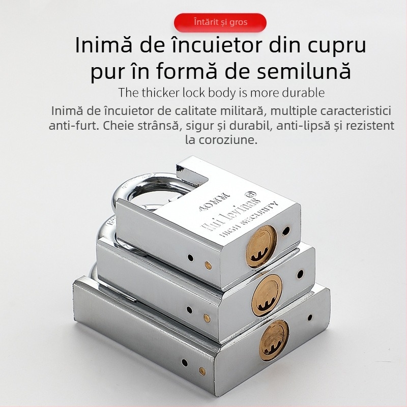 Lacăt de uz casnic Flat Ring, model g-type, din cupru, pentru uși mici, protecție la incendiu