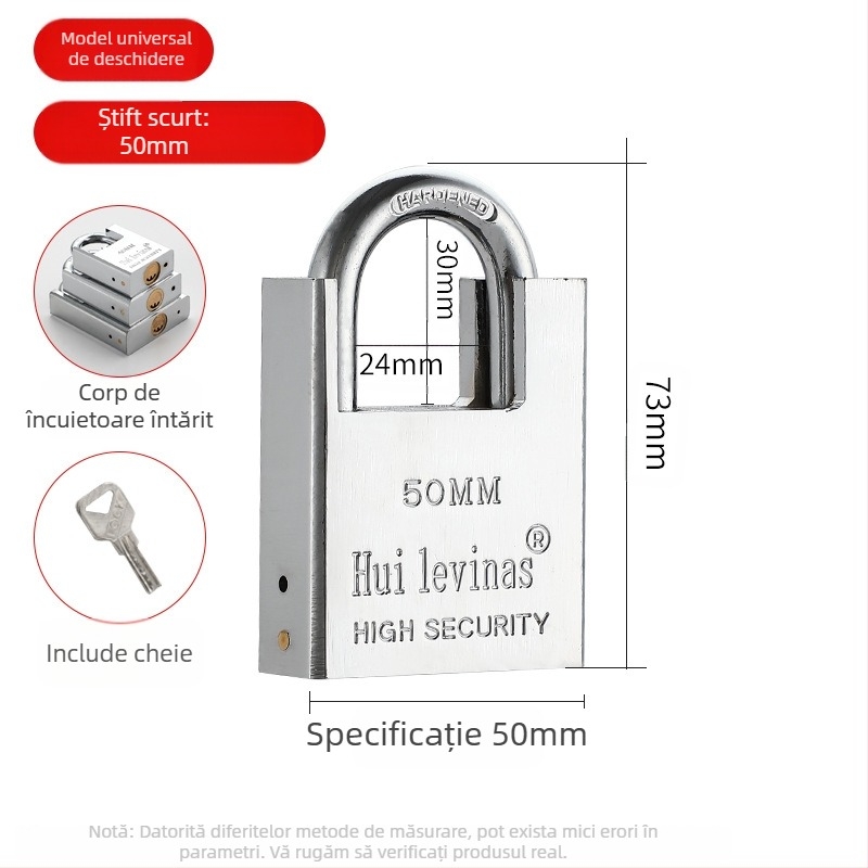Lacăt de uz casnic Flat Ring, model g-type, din cupru, pentru uși mici, protecție la incendiu