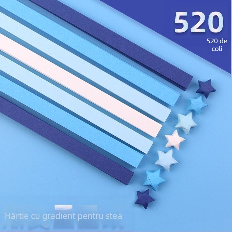 Kit Origami Stea în Sticlă – Benzi în gradient de stele, stil simplu și modern, cadou pentru ziua de naștere, pentru coleg de bancă, Crăciun
