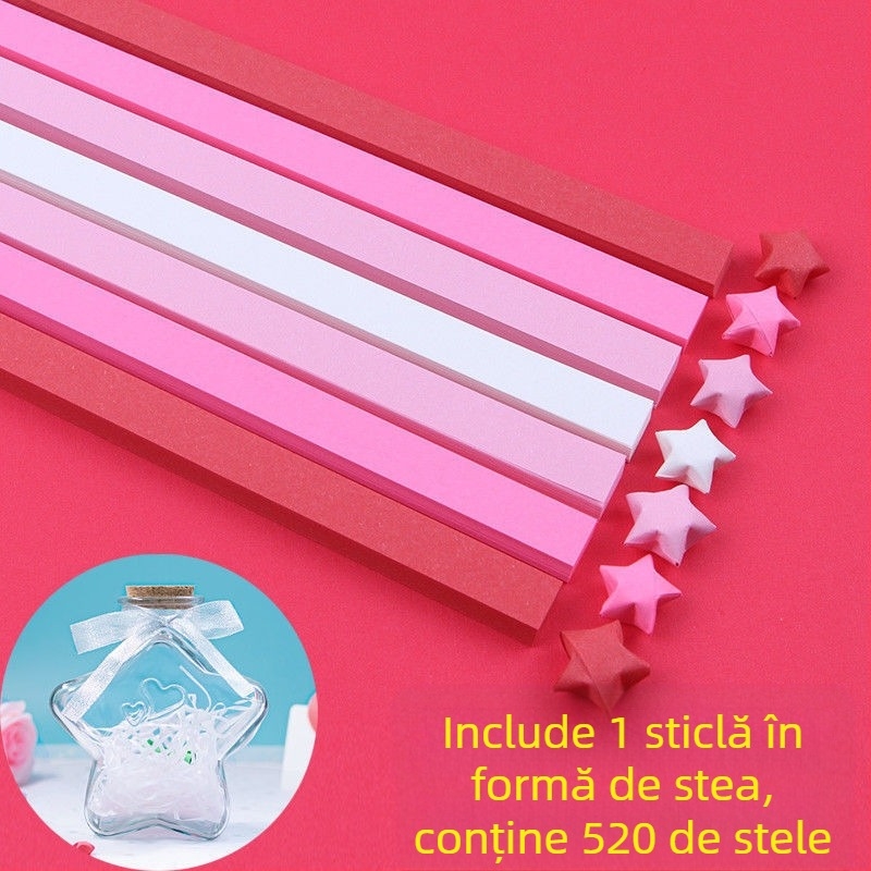 Kit Origami Stea în Sticlă – Benzi în gradient de stele, stil simplu și modern, cadou pentru ziua de naștere, pentru coleg de bancă, Crăciun