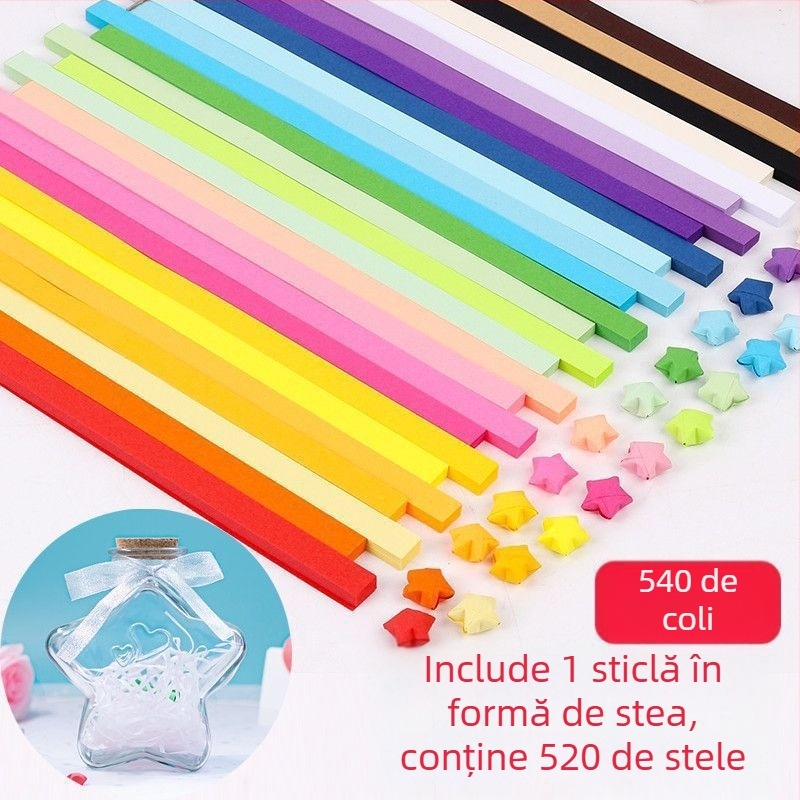 Kit Origami Stea în Sticlă – Benzi în gradient de stele, stil simplu și modern, cadou pentru ziua de naștere, pentru coleg de bancă, Crăciun