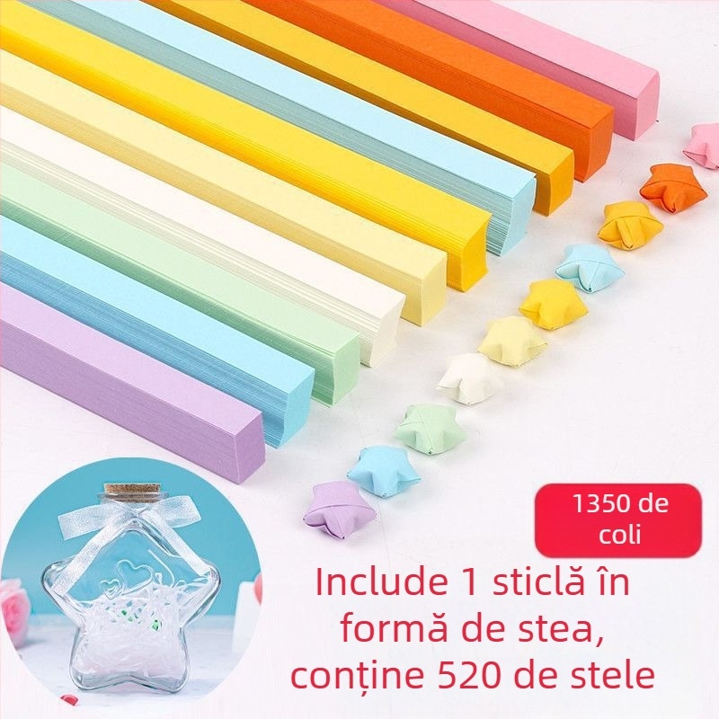 Kit Origami Stea în Sticlă – Benzi în gradient de stele, stil simplu și modern, cadou pentru ziua de naștere, pentru coleg de bancă, Crăciun