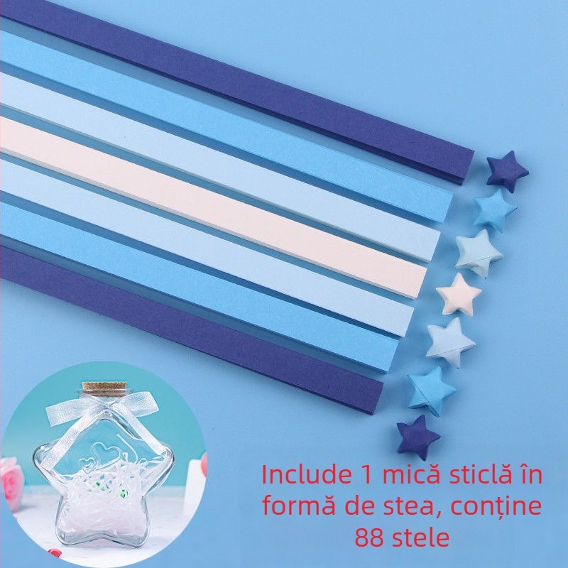 Kit Origami Stea în Sticlă – Benzi în gradient de stele, stil simplu și modern, cadou pentru ziua de naștere, pentru coleg de bancă, Crăciun