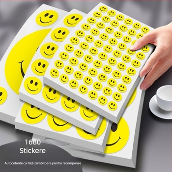 Autocolant mare, drăguț, cu față zâmbitoare de desen animat – autocolant decorativ, adeziv, pentru activități și recompense