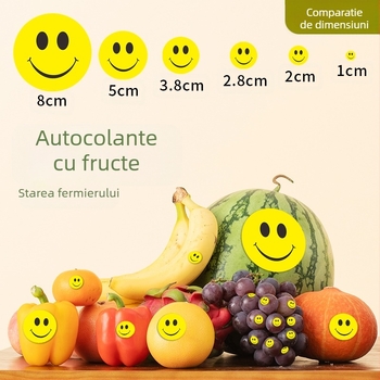 Autocolant mare, drăguț, cu față zâmbitoare de desen animat – autocolant decorativ, adeziv, pentru activități și recompense