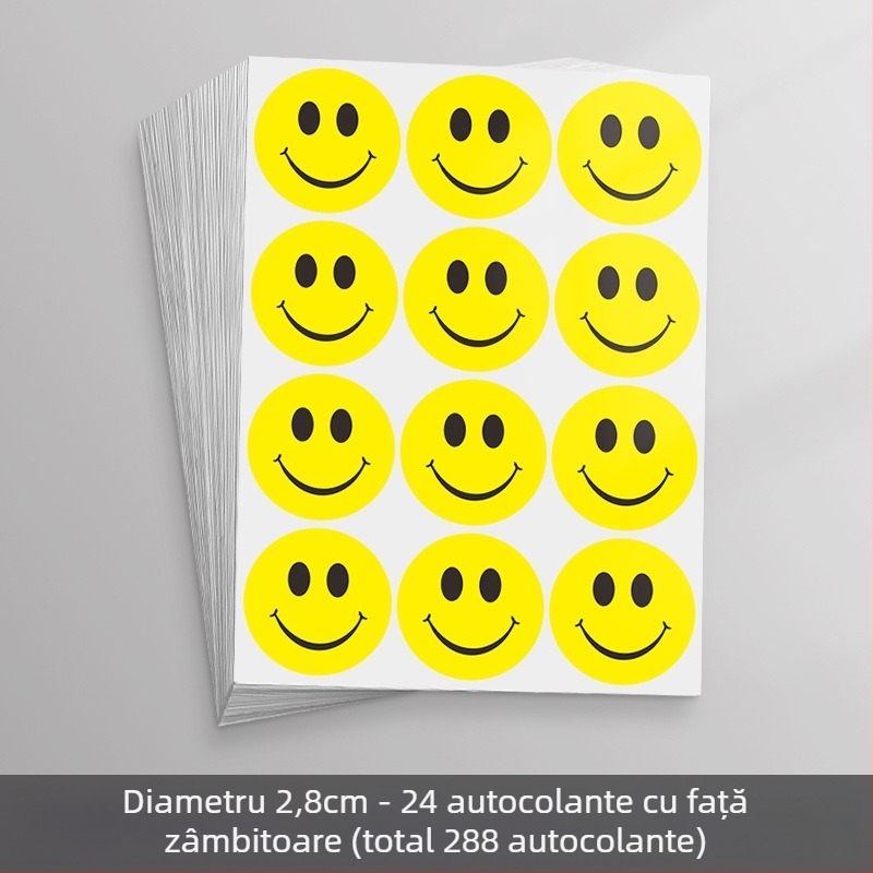 Autocolant mare, drăguț, cu față zâmbitoare de desen animat – autocolant decorativ, adeziv, pentru activități și recompense
