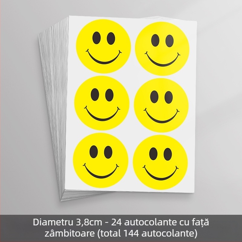 Autocolant mare, drăguț, cu față zâmbitoare de desen animat – autocolant decorativ, adeziv, pentru activități și recompense