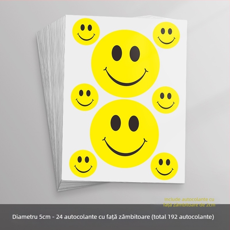 Autocolant mare, drăguț, cu față zâmbitoare de desen animat – autocolant decorativ, adeziv, pentru activități și recompense