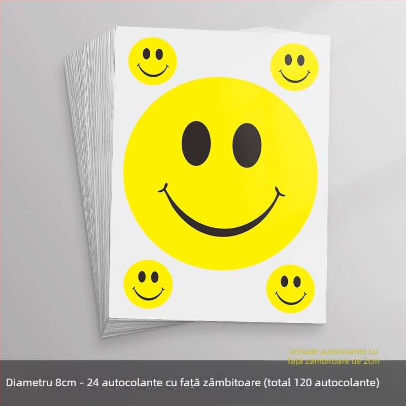 Autocolant mare, drăguț, cu față zâmbitoare de desen animat – autocolant decorativ, adeziv, pentru activități și recompense