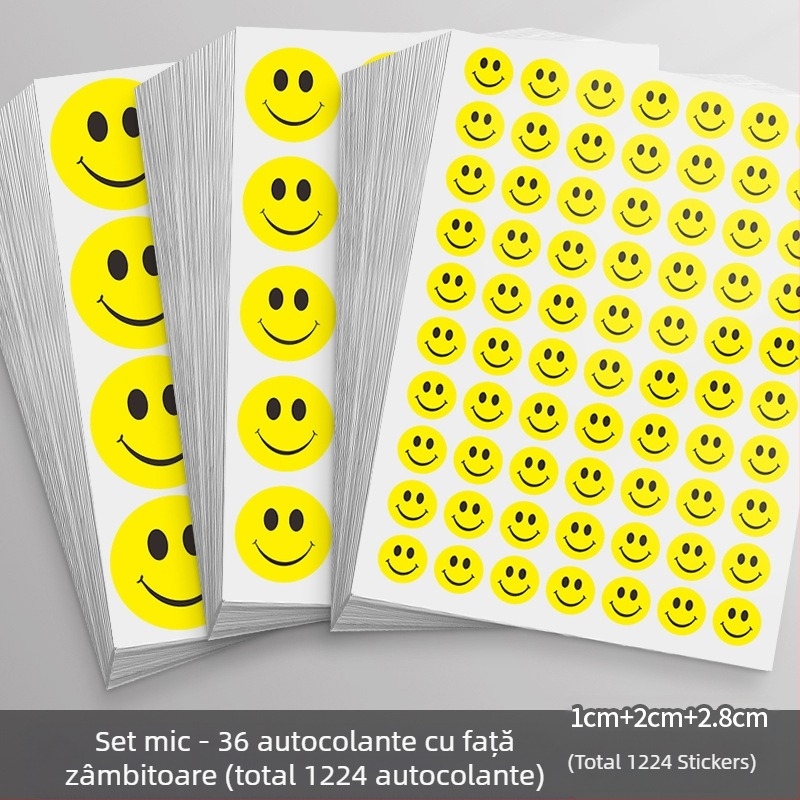 Autocolant mare, drăguț, cu față zâmbitoare de desen animat – autocolant decorativ, adeziv, pentru activități și recompense