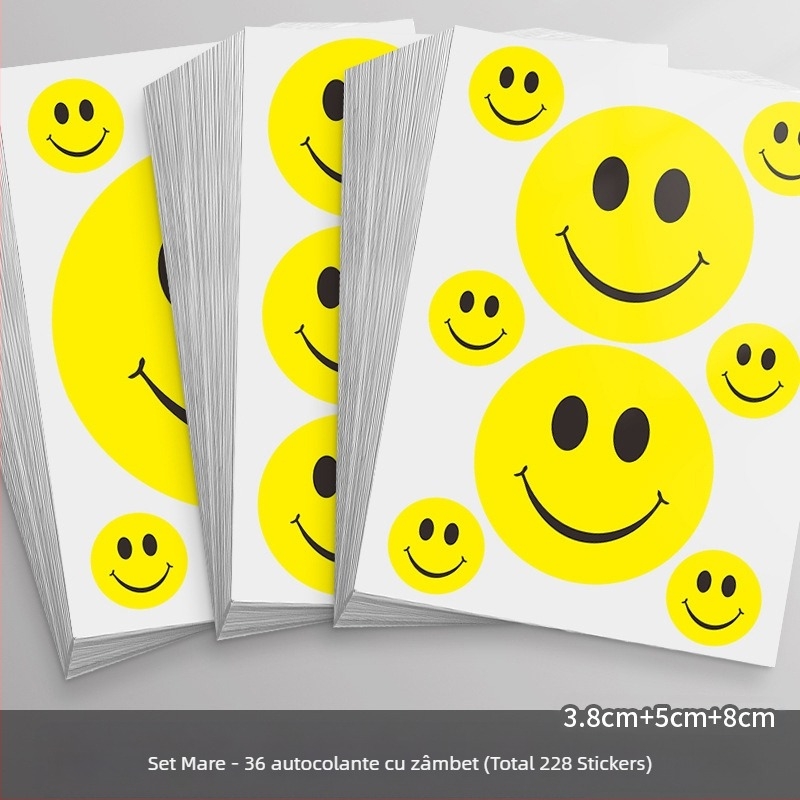 Autocolant mare, drăguț, cu față zâmbitoare de desen animat – autocolant decorativ, adeziv, pentru activități și recompense