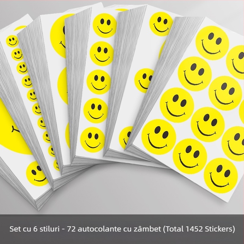 Autocolant mare, drăguț, cu față zâmbitoare de desen animat – autocolant decorativ, adeziv, pentru activități și recompense