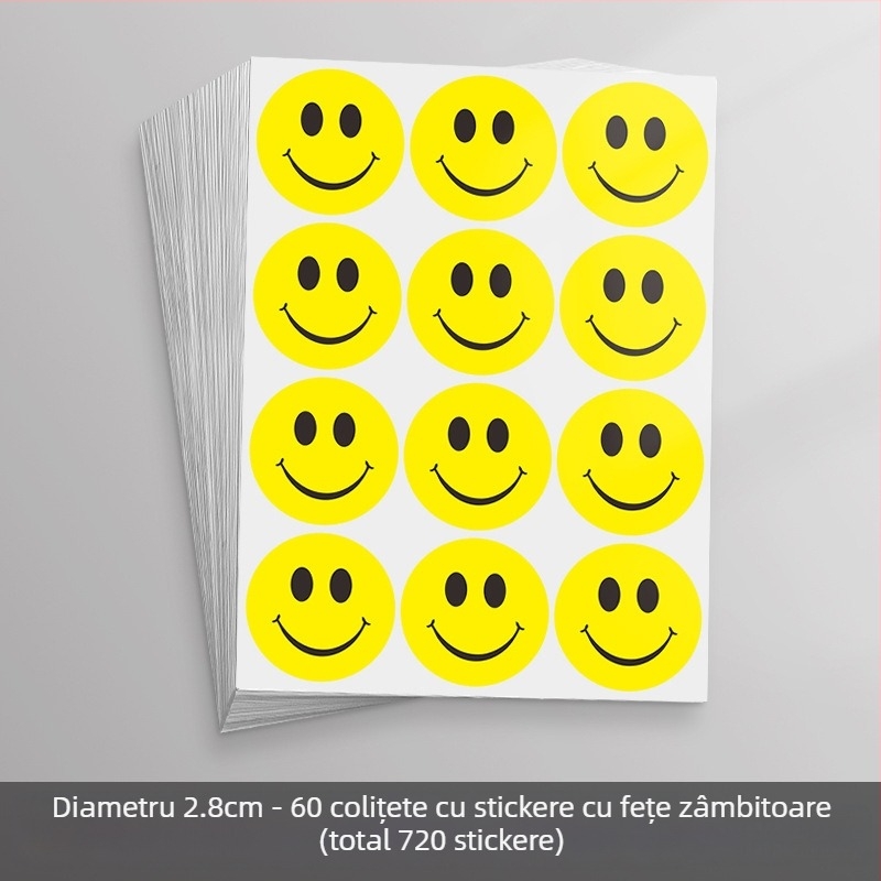 Autocolant mare, drăguț, cu față zâmbitoare de desen animat – autocolant decorativ, adeziv, pentru activități și recompense