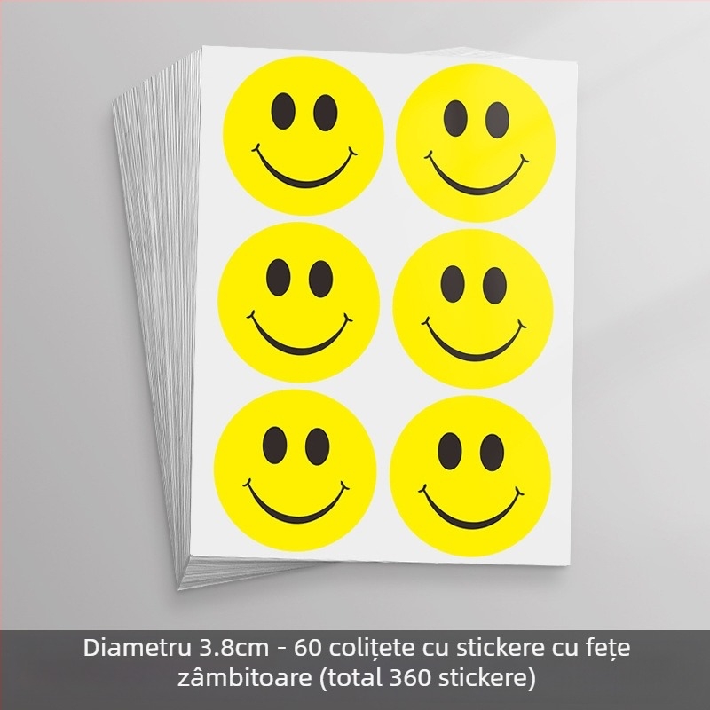 Autocolant mare, drăguț, cu față zâmbitoare de desen animat – autocolant decorativ, adeziv, pentru activități și recompense