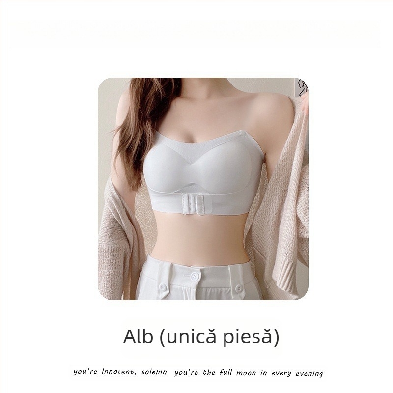 Sutien fara bretele, invizibil, antiderapant, cupa 3/4, inchidere frontala, material nylon