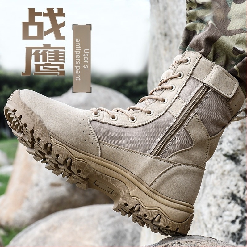 Jun Zhidu Ghete de desert înalte, poliester, unisex, pantofi tactici de drumeție