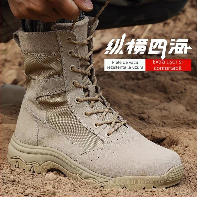Jun Zhidu Ghete de desert înalte, poliester, unisex, pantofi tactici de drumeție