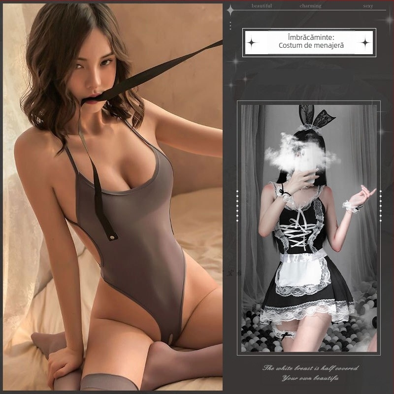 Body feminin cu deschidere în zona intimă, poliester, 90–95% poliester, stil rolu: marinar/iepuraș