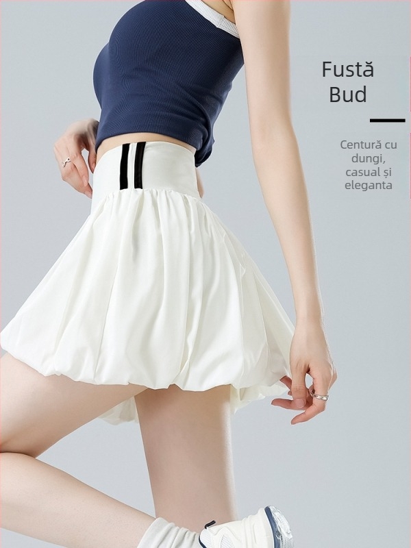 Fustă cu talie înaltă, model bujor pentru golf și tenis – material elastic, vară, 2025