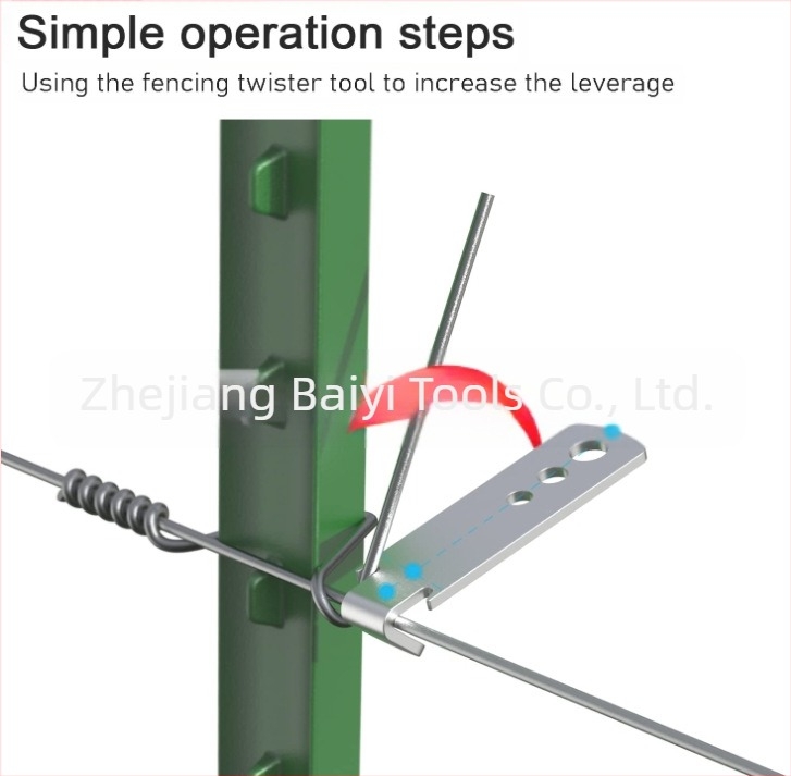 BY-90 răsucitor pentru sârmă de gard cu clemă în formă de T – unealtă de tensionare a sârmei pentru grădină și pădure, 50 g