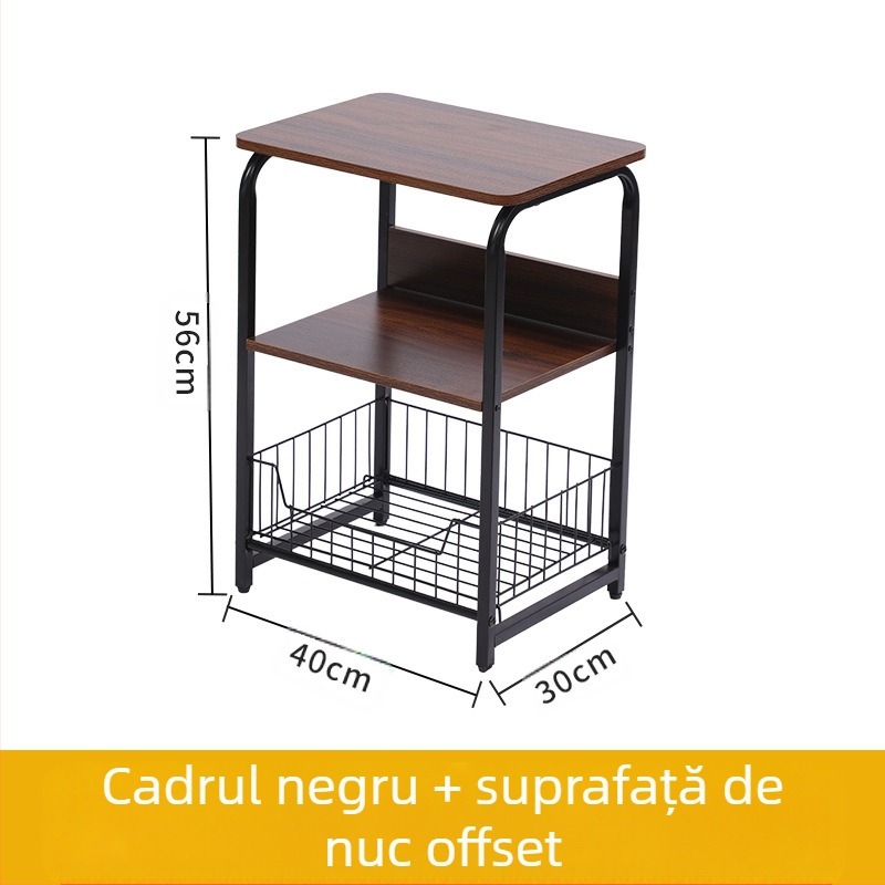 Li Yao 55 masă laterală cu cadru metalic, suprafață MDF Melamine, finisaj vopsire la cuptor, formă pătrată, cu spațiu de depozitare
