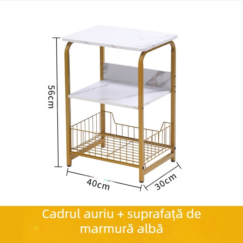 Li Yao 55 masă laterală cu cadru metalic, suprafață MDF Melamine, finisaj vopsire la cuptor, formă pătrată, cu spațiu de depozitare