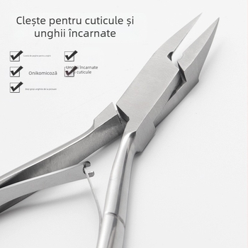 Clește pentru unghii din oțel inoxidabil - instrument portabil de uz casnic, canelură pentru unghii, gură plată și gură înclinată