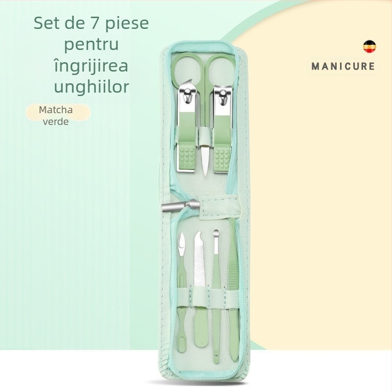 Set de manichiură cu husă cu fermoar, 35 piese, oțel inoxidabil, clește pentru caneluri de unghii, pense multifuncționale