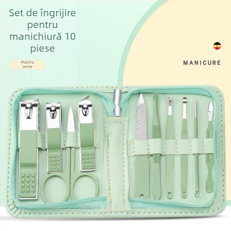 Set de manichiură cu husă cu fermoar, 35 piese, oțel inoxidabil, clește pentru caneluri de unghii, pense multifuncționale