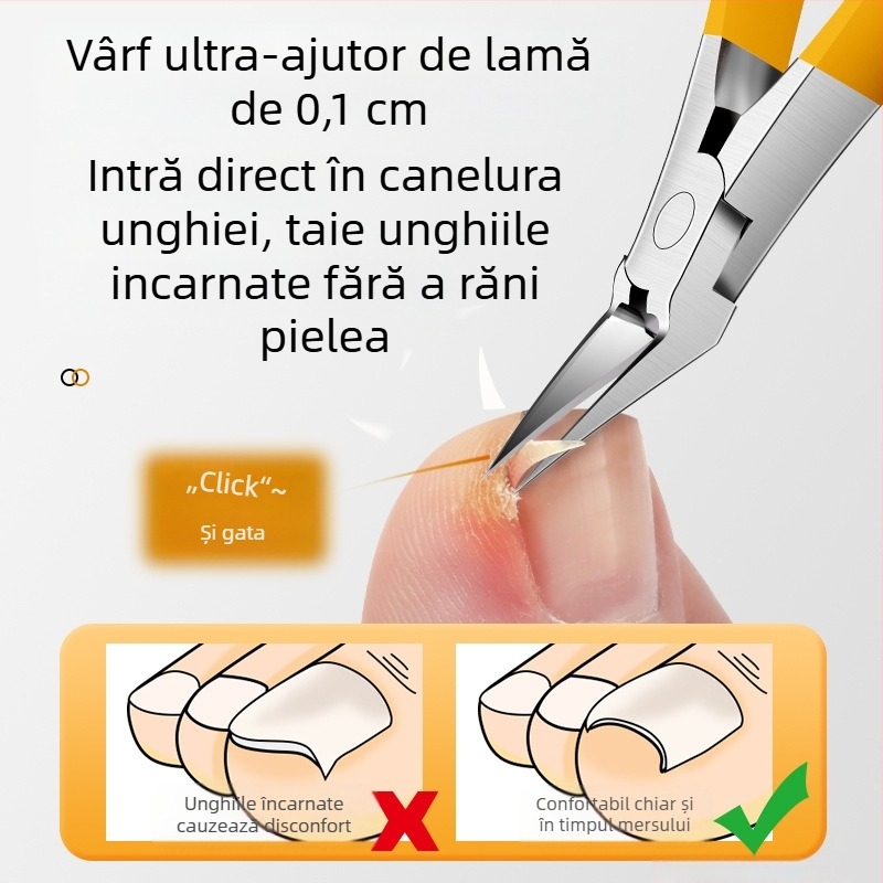 Mingxiang clește pentru unghii – ingrown nail clipper, plastic + oțel inoxidabil, portabil pentru uz casnic, clește pentru caneluri de unghii, pense multifuncționale