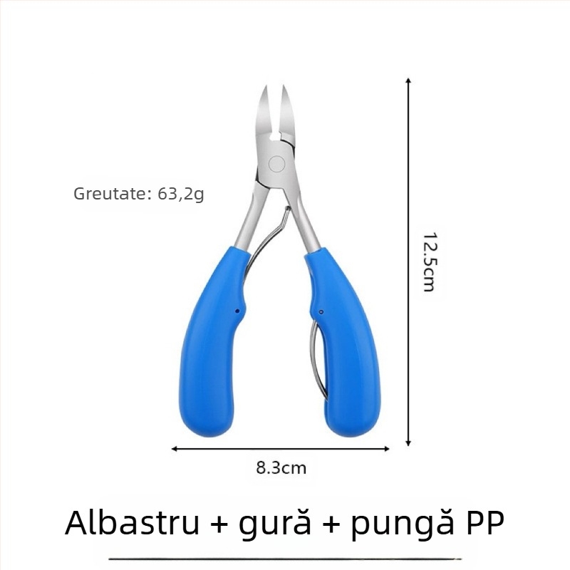 Clește pentru unghii cu canal pentru unghie, mâner din plastic și lame din oțel inoxidabil, pentru manichiură și pedichiură
