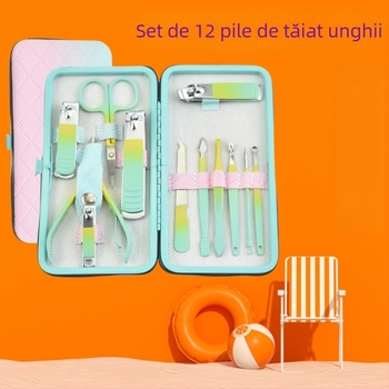 Set de îngrijire a unghiilor din oțel inoxidabil, 18 piese, cu cuțit pentru pedicură și clește pentru sprâncene; unelte din oțel cu carbon
