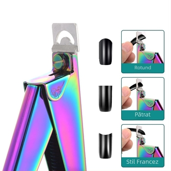 Monika Nails Foarfece de unghii – oțel inoxidabil, lamă într-o singură linie, design franțuz U, pentru modelarea unghiilor artificiale