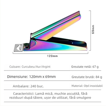 Monika Nails Foarfece de unghii – oțel inoxidabil, lamă într-o singură linie, design franțuz U, pentru modelarea unghiilor artificiale