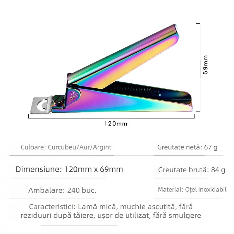 Monika Nails Foarfece de unghii – oțel inoxidabil, lamă într-o singură linie, design franțuz U, pentru modelarea unghiilor artificiale