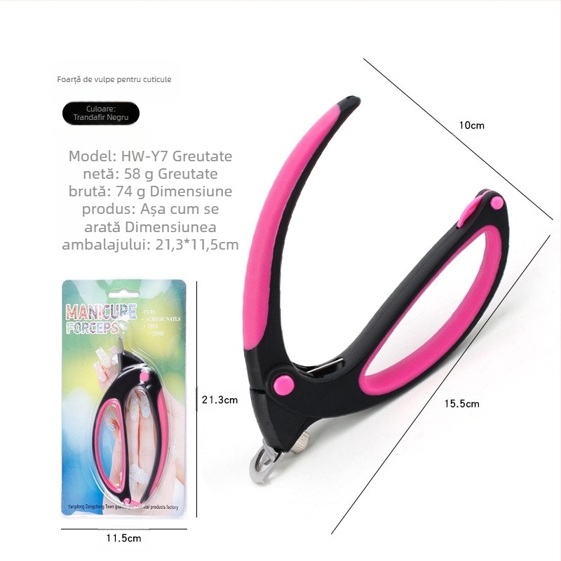 Monika Nails Foarfece de unghii – oțel inoxidabil, lamă într-o singură linie, design franțuz U, pentru modelarea unghiilor artificiale