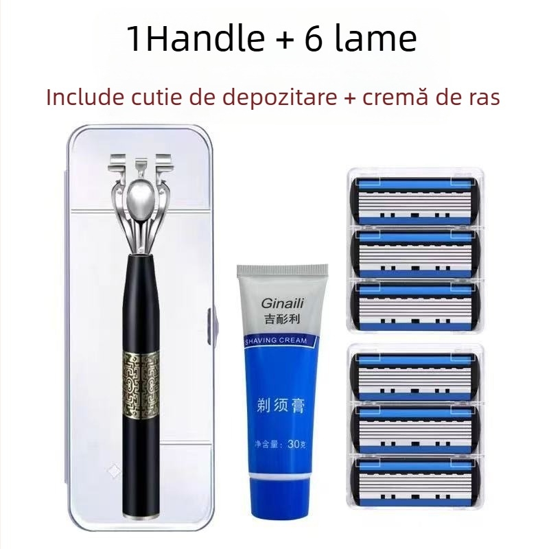 Aparat de ras manual cu lame cu șase straturi - set de 15 piese pentru bărbați
