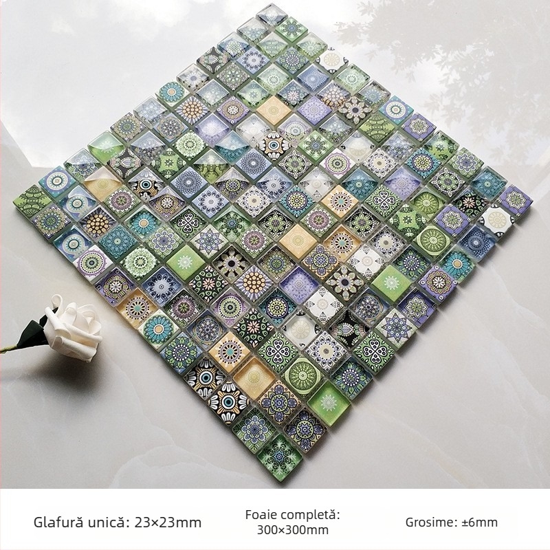 Mozaic din sticlă cristal, pentru pereți de baie și bucătărie, imprimare inkjet, stil simplu și modern