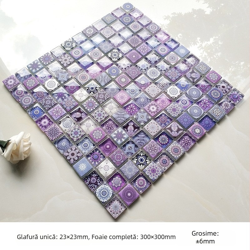 Mozaic din sticlă cristal, pentru pereți de baie și bucătărie, imprimare inkjet, stil simplu și modern