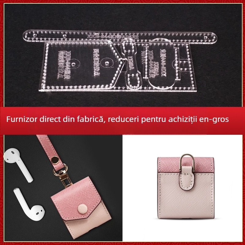 Șablon pentru geanta de depozitare a căștilor și a încărcătorului, versiune acrilică, design de desen, model cu grilă de hârtie, DIY