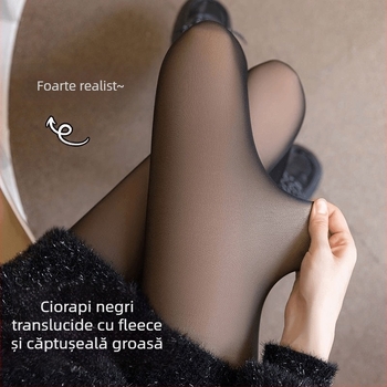 Colanți termici cu căptușeală fleece pentru iarnă – nailon, țesătură groasă, modelare corp, căldură