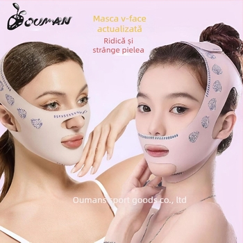 Dispozitiv de înfrumusețare pentru V-face cu curea pentru bărbie, mască de ridicare respirabilă, masaj facial, personalizabil, cutie cu 200 de bucăți, pentru femei, potrivit pentru fitness și masaj de sănătate