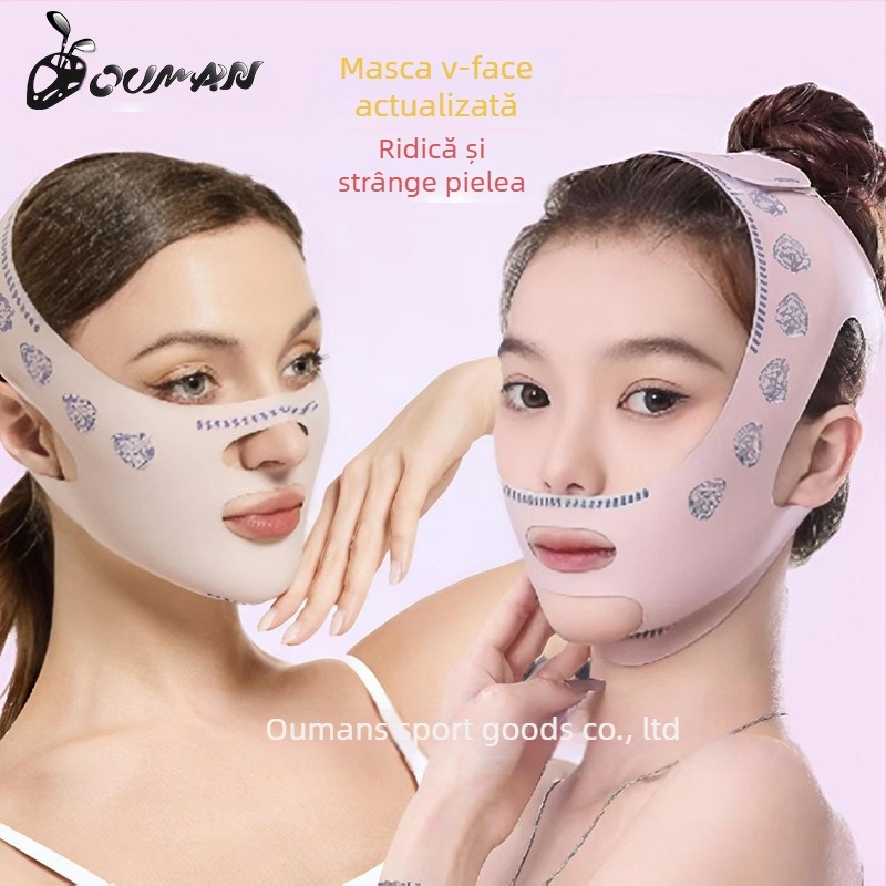 Dispozitiv de înfrumusețare pentru V-face cu curea pentru bărbie, mască de ridicare respirabilă, masaj facial, personalizabil, cutie cu 200 de bucăți, pentru femei, potrivit pentru fitness și masaj de sănătate