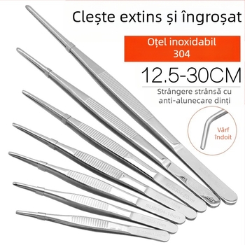 Pincetă din oțel inoxidabil pentru acvariu, cu vârfuri drepte și îndoite, pentru hrănire și manipularea plantelor acvatice