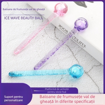 Minge pentru masaj facial, compresie la rece și val de gheață – instrument de înfrumusețare din sticlă