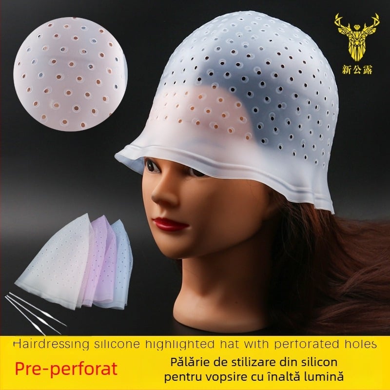 Pălărie de vopsire păr din silicon – design cu o singură gaură, gaură rotundă, capac de vopsire păr; Brand New Public Dew